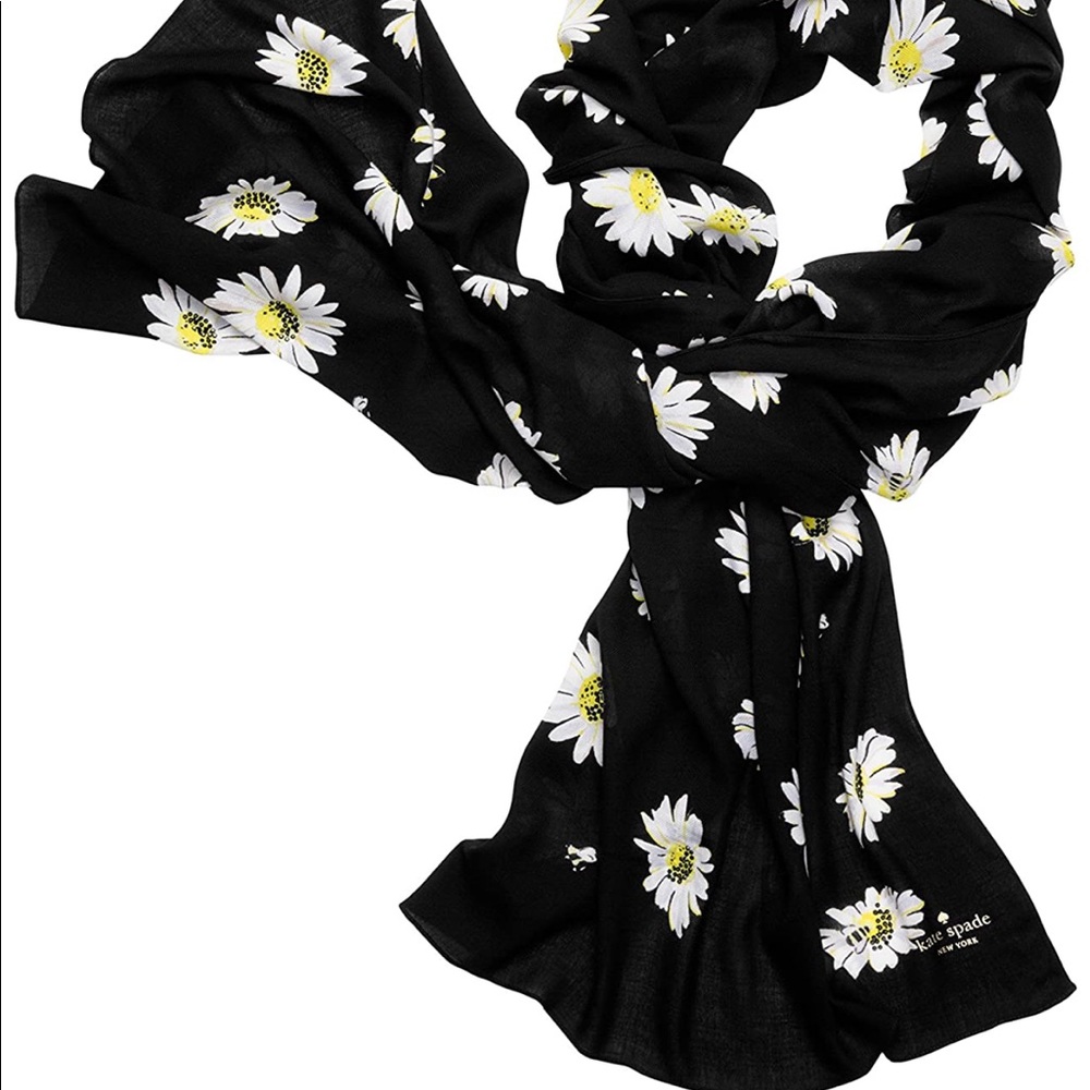 Kate Spade Black Daisy Scarf / Wrap